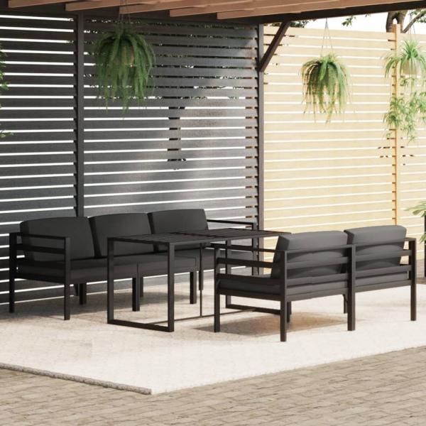 ARDEBO.de - 6-tlg. Garten-Lounge-Set mit Kissen Aluminium Anthrazit