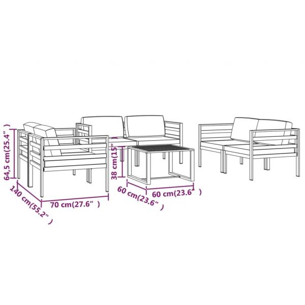 7-tlg. Garten-Lounge-Set mit Kissen Aluminium Anthrazit