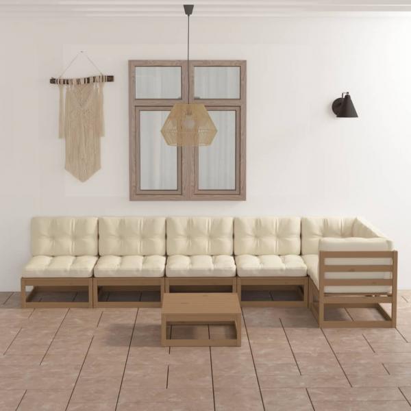 ARDEBO.de - 7-tlg. Garten-Lounge-Set mit Kissen Kiefer Massivholz