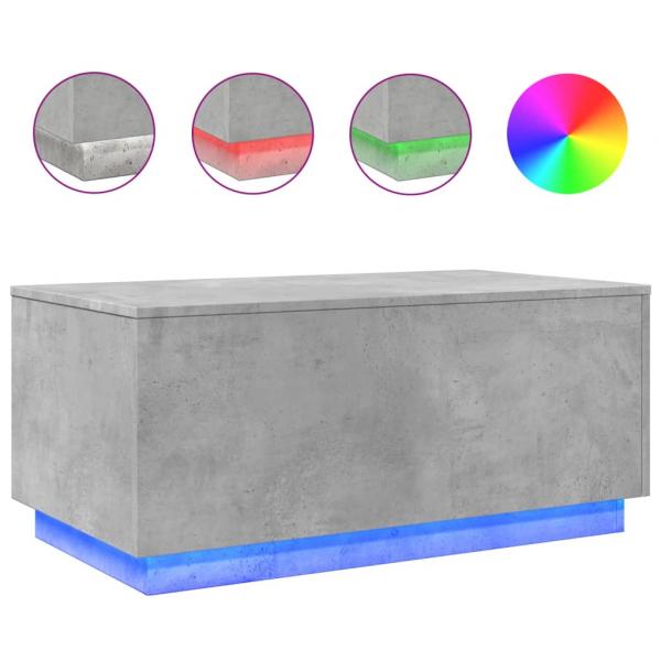 Couchtisch mit LED-Leuchten Betongrau 90x50x40 cm