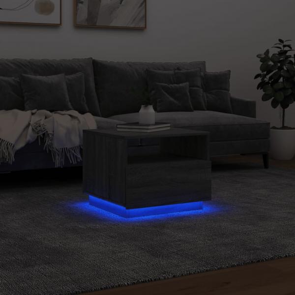 Couchtisch mit LED-Leuchten Grau Sonoma 50x49x40 cm