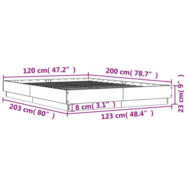 Bettgestell Sonoma-Eiche 120x200 cm Holzwerkstoff