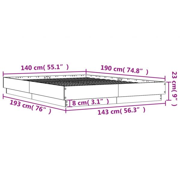 Bettgestell Betongrau 140x190 cm Holzwerkstoff