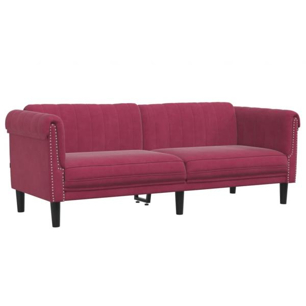 Sofa 3-Sitzer Weinrot Samt