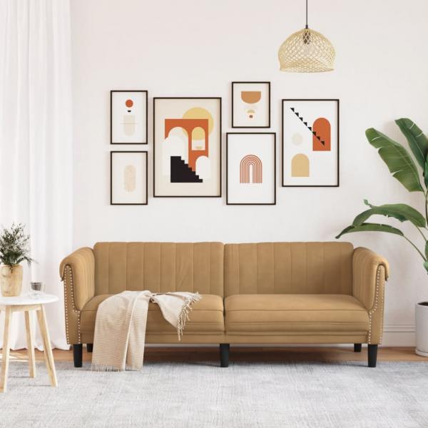 3-Sitzer Sofa Braun Kunstleder Wildleder-Optik