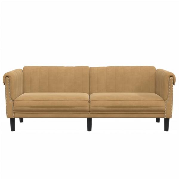 3-Sitzer Sofa Braun Kunstleder Wildleder-Optik