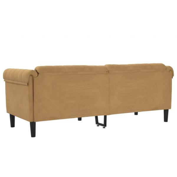 3-Sitzer Sofa Braun Kunstleder Wildleder-Optik