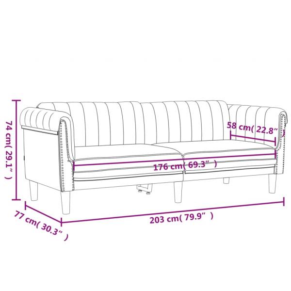 3-Sitzer Sofa Braun Kunstleder Wildleder-Optik