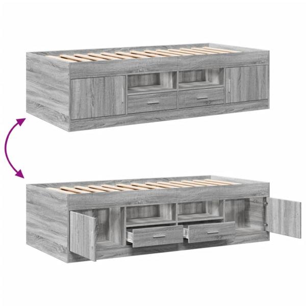 Tagesbett mit Schubladen Grau Sonoma 100x200 cm Holzwerkstoff