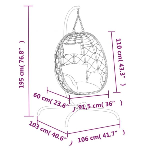 Hängesessel Ei mit Kissen Cremeweiß Poly Rattan & Stahl