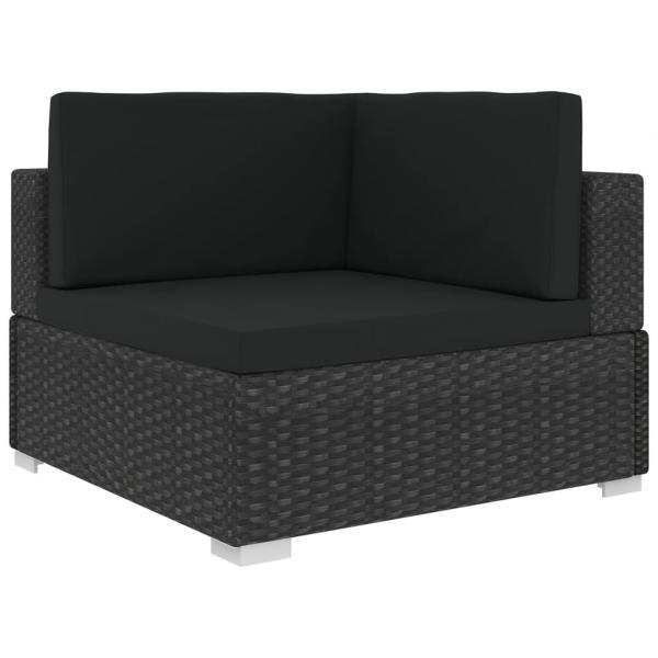 6-tlg. Garten-Lounge-Set mit Kissen Poly Rattan Schwarz