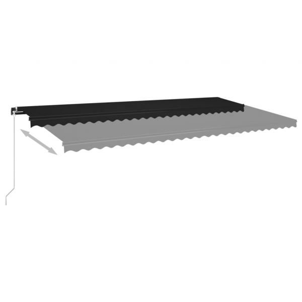 Markise Manuell Einziehbar mit LED 600x350 cm Anthrazit