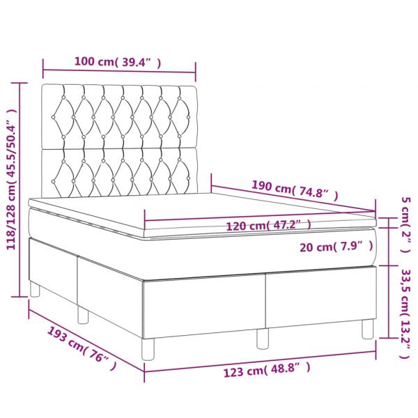 Boxspringbett mit Matratze Schwarz 120x190 cm Samt