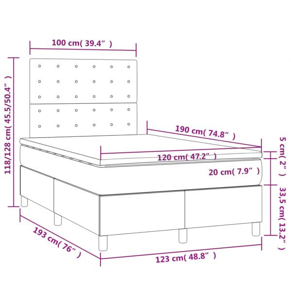 Boxspringbett mit Matratze Dunkelgrau 120x190 cm Samt