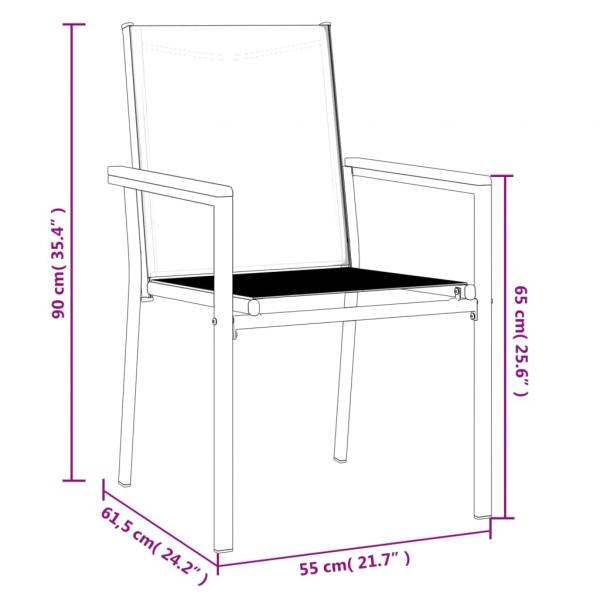 Gartenstühle 2 Stk. Schwarz 55x61,5x90 cm Textilene und Stahl