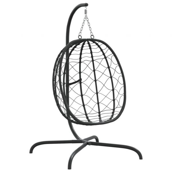 Hängesessel Ei mit Kissen Anthrazit Poly Rattan & Stahl