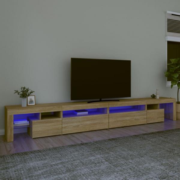 ARDEBO.de - TV-Schrank mit LED-Leuchten Sonoma-Eiche 290x36,5x40 cm