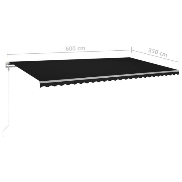 Markise Manuell Einziehbar mit LED 600x350 cm Anthrazit