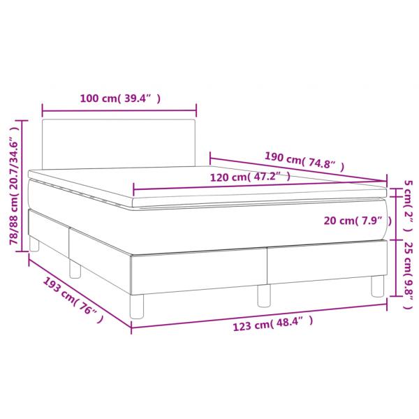 Boxspringbett mit Matratze & LED Weiß 120x190 cm Kunstleder