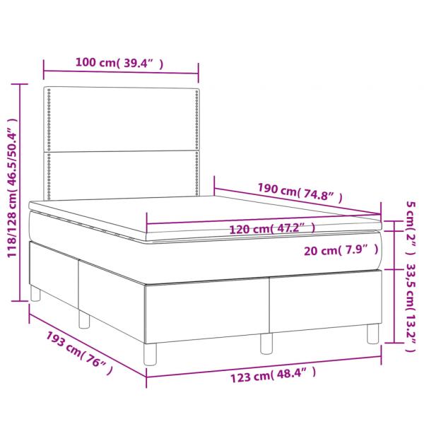 Boxspringbett mit Matratze Taupe 120x190 cm Stoff