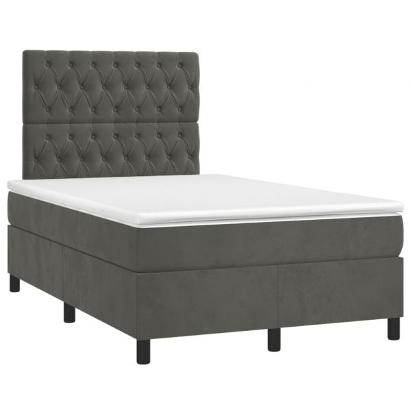 ARDEBO.de - Boxspringbett mit Matratze Dunkelgrau 120x190 cm Samt