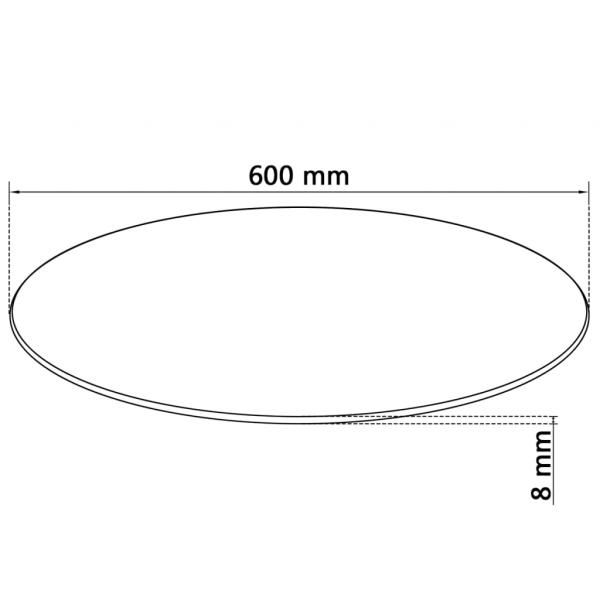 Tischplatte aus gehärtetem Glas rund 600 mm 