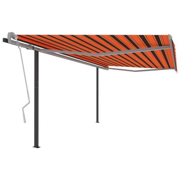 ARDEBO.de - Markise Manuell Einziehbar mit Pfosten 4x3,5 m Orange & Braun