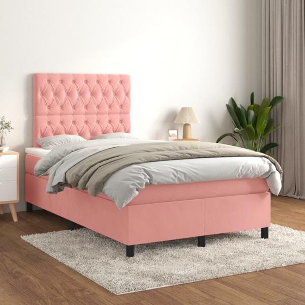 Boxspringbett mit Matratze Rosa 120x190 cm Samt