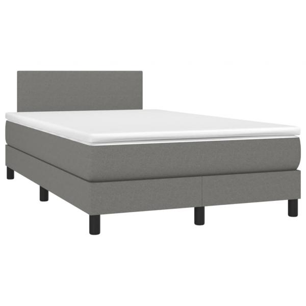 Boxspringbett mit Matratze & LED Dunkelgrau 120x190 cm Stoff