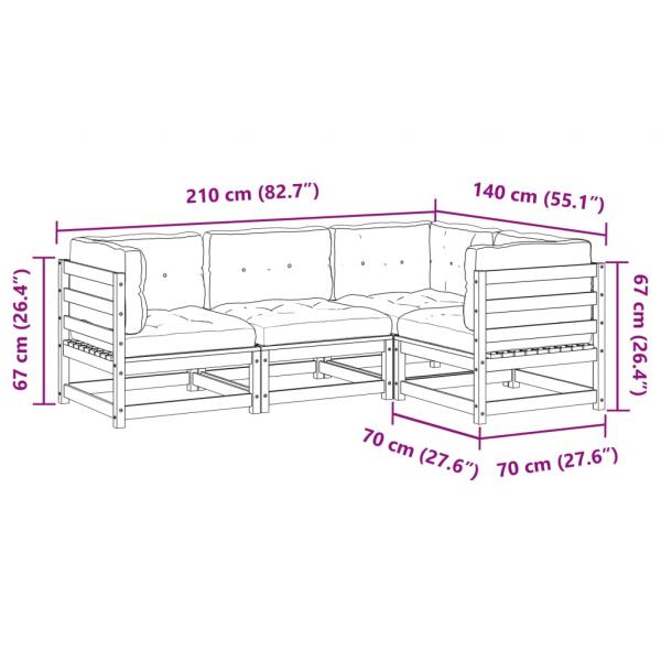 4-tlg. Garten-Sofagarnitur mit Kissen Massivholz Douglasie