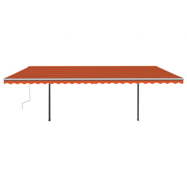 Markise Automatisch Einziehbar mit Pfosten 6x3,5 m Orange Braun