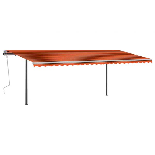 ARDEBO.de - Markise Manuell Einziehbar mit Pfosten 6x3,5 m Orange Braun