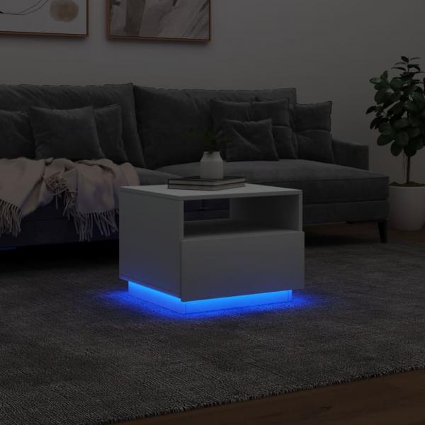 Couchtisch mit LED-Leuchten Weiß 50x49x40 cm