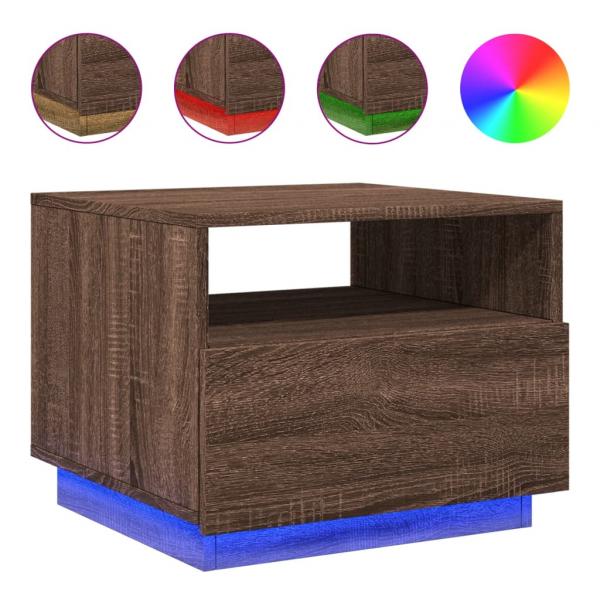 Couchtisch mit LED-Leuchten Braun Eichen-Optik 50x49x40 cm