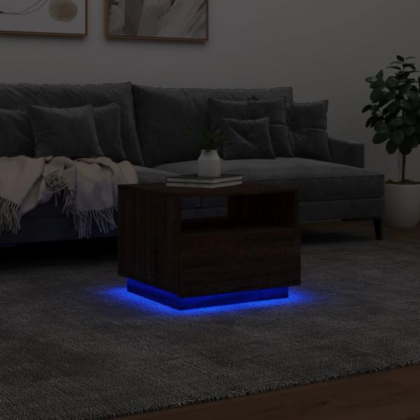 Couchtisch mit LED-Leuchten Braun Eichen-Optik 50x49x40 cm