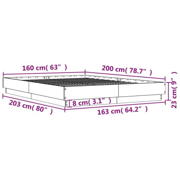 Bettgestell Grau Sonoma 160x200 cm Holzwerkstoff