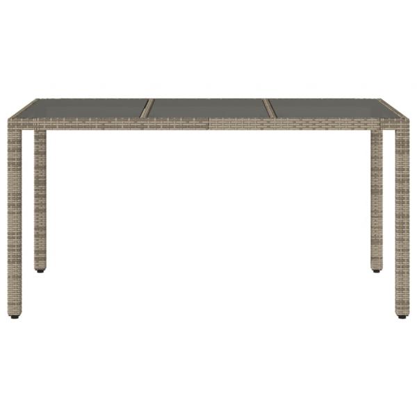 Gartentisch mit Glasplatte Grau 150x90x75 cm Poly Rattan