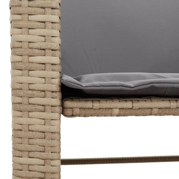 Gartensofa 2-Sitzer mit Tisch und Hockern Beige Poly Rattan