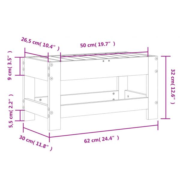 Gartenhocker Wachsbraun 62x30x32 cm Massivholz Kiefer