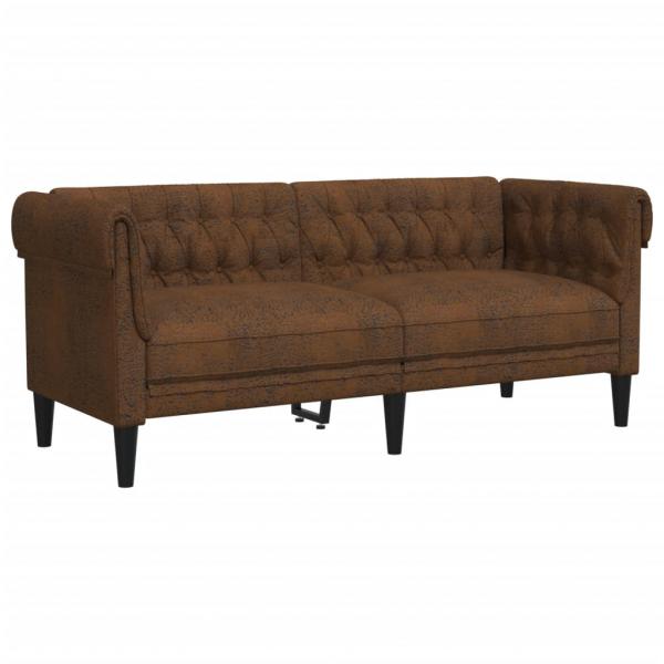 Chesterfield-Sofa 2-Sitzer Braun Stoff