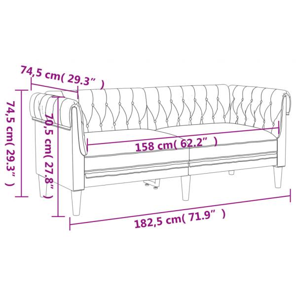 Chesterfield-Sofa 2-Sitzer Braun Stoff