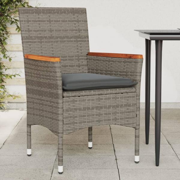 ARDEBO.de - Gartenstühle mit Kissen 2 Stk. Grau Poly Rattan