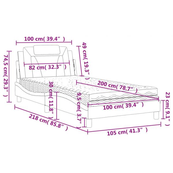 Bett mit Matratze Cappuccino-Braun 100x200 cm Kunstleder