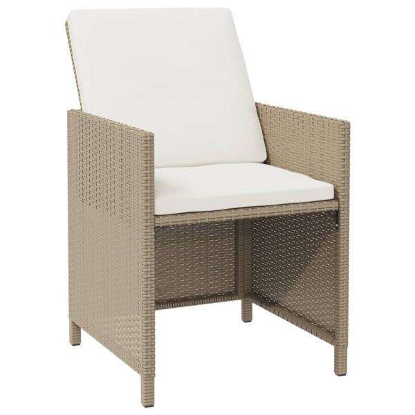 5-tlg. Garten-Essgruppe mit Kissen Poly Rattan Beige