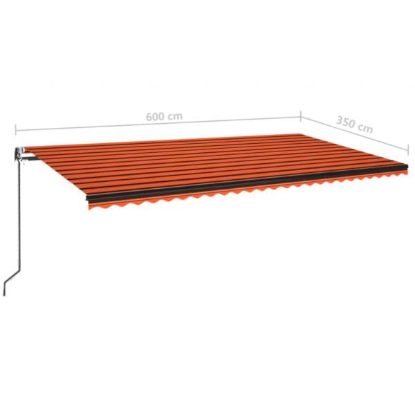 Markise Automatisch Einziehbar 600x350 cm Orange und Braun