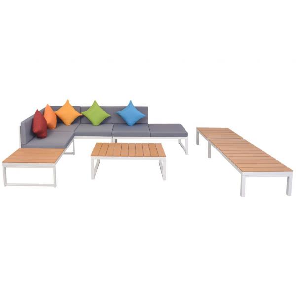 5-tlg. Garten-Lounge-Set mit Auflagen Aluminium und WPC