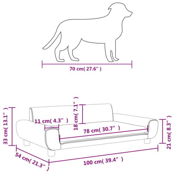 Hundebett Hellgrau 100x54x33 cm Samt