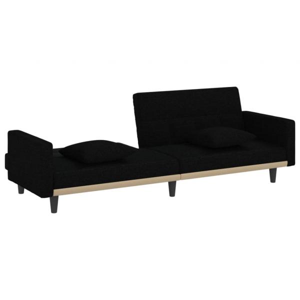 Schlafsofa mit Kissen Schwarz Stoff