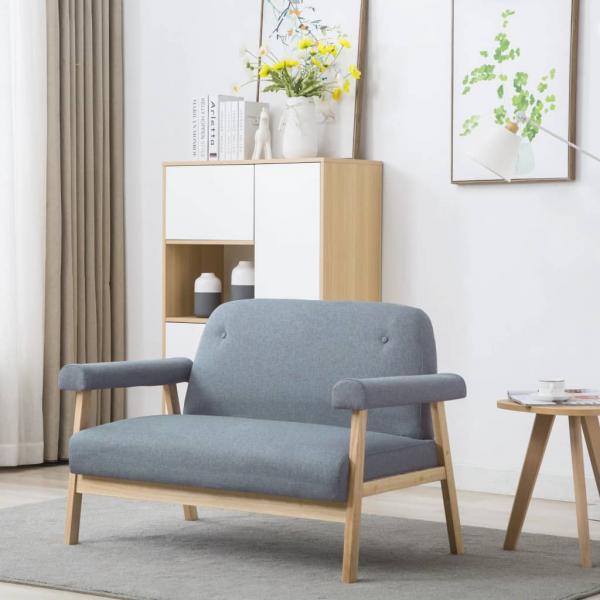 ARDEBO.de - 2-Sitzer-Sofa Stoff Hellgrau