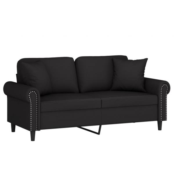 2-Sitzer-Sofa mit Zierkissen Schwarz 140 cm Samt